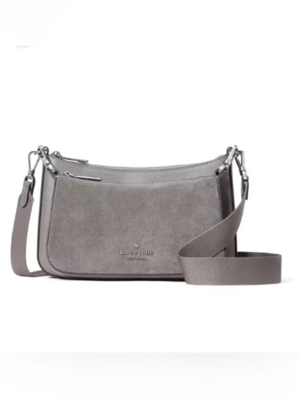 Kate Spade Duet Suede Small Crossbody | Hare Grey | Style KM147